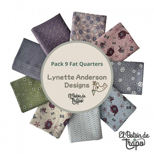 Pack de 9 fat quarters Lynette Anderson 100% algodón para patchwork