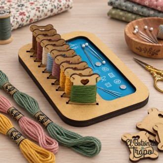 Bandeja organizadora para 10 hilos con zona magnética para patchwork 2