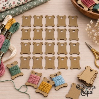 Pack de 20 organizadores de hilos de madera para bordado y patchwork 2