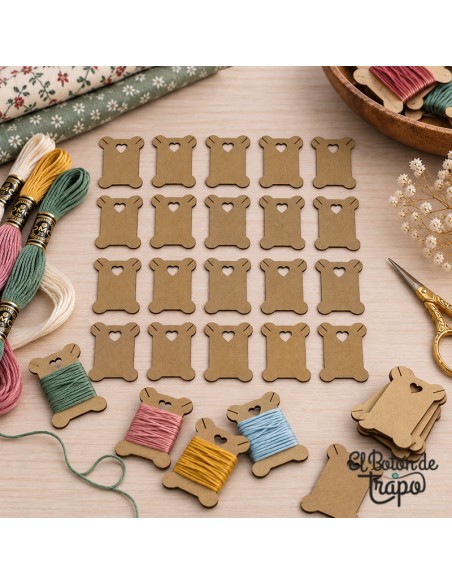 Pack de 20 organizadores de hilos de madera para bordado y patchwork