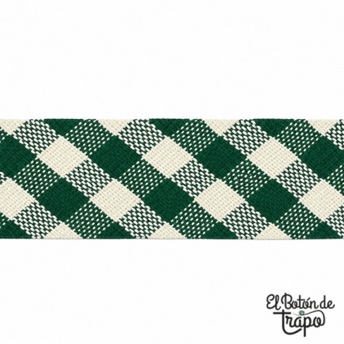 Cinta al bies Vichy verde de 18 mm 100% algodón para patchwork