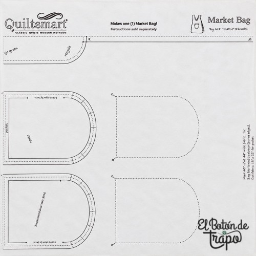 Entretela con patrón impreso Quiltsmart Market Bag para realizar un bolso reversible de patchwork