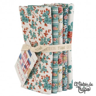 Pack 5 Fat Quarters Tilda Village Life Petrol/Teal 300275