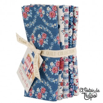 Pack 5 Fat Quarters Tilda Village Life Blue 300277