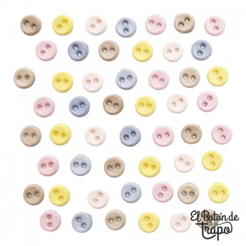 Micro botones redondos Dress It Up pastel 4 mm