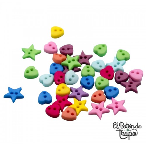 Micro botones estrellas corazones y círculos 6 mm Dress It Up