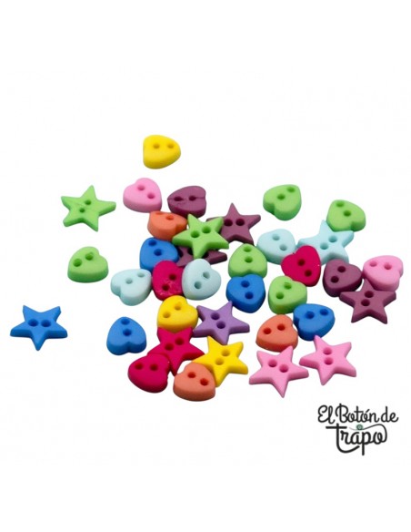 Micro botones estrellas corazones y círculos 6 mm Dress It Up