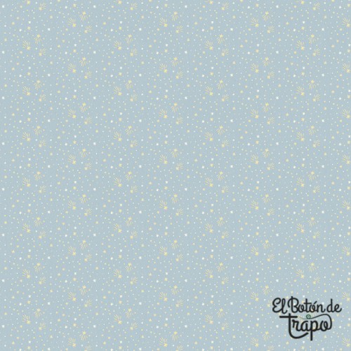 Tela de patchwork navideña azul con estrellas The Nativity de Northcott