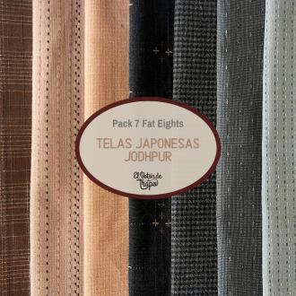 Telas precortadas para Patchwork Japonesas Tramadas en Azul y marrón