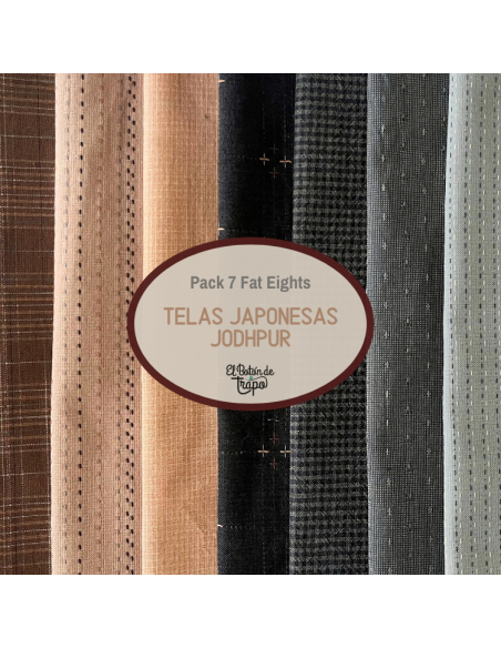 Telas precortadas para Patchwork Japonesas Tramadas en Azul y marrón