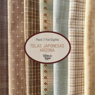 Telas patchwork japonesas tramadas en pack de fat egiht verde y crema