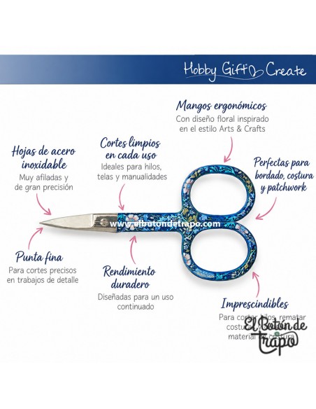 Tijeras de bordado Hobby Gift Create con punta de precisión y hojas de acero inoxidable