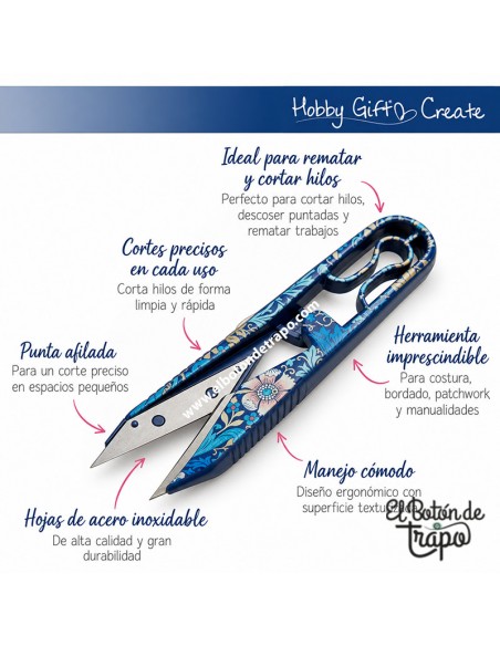 Cortahilos Hobby Gift Create con hojas de acero inoxidable para cortar hilos y descoser puntadas