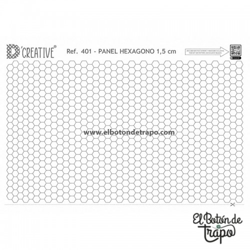 Panel termoadhesivo D'Creative 403 con diseño de hexágonos de 1,5 cm para patchwork