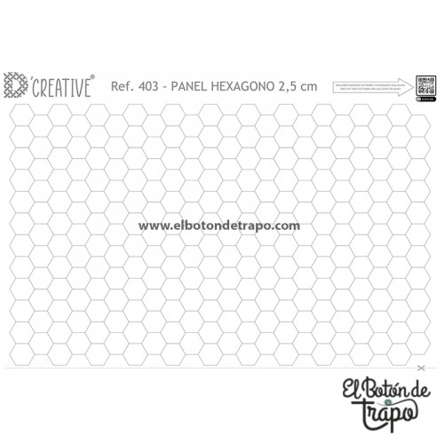 Panel termoadhesivo D'Creative 403 con diseño de hexágonos de 2,5 cm para patchwork