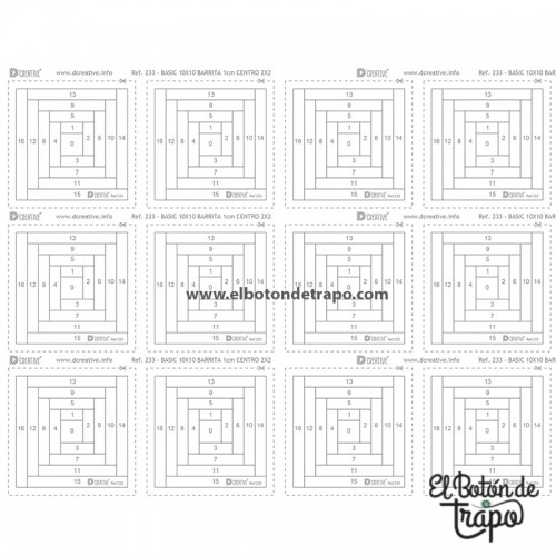 Panel D’Creative para patchwork Log Cabin con bloques de 10 × 10 cm