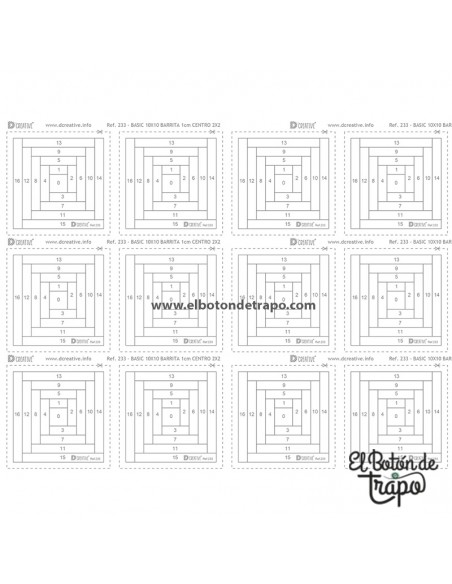 Panel D’Creative para patchwork Log Cabin con bloques de 10 × 10 cm