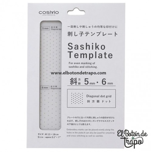plantilla sashiko cosmo rejilla puntos diagonal 5mm y 6mm