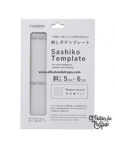 plantilla sashiko cosmo rejilla puntos diagonal 5mm y 6mm