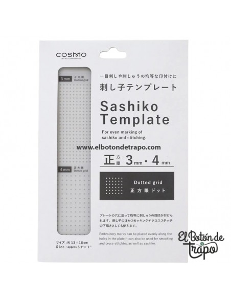 plantilla sashiko cosmo rejilla puntos diagonal 3mm y 4mm