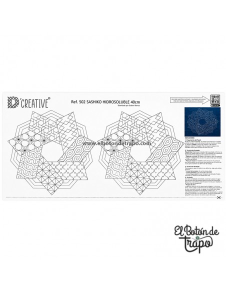 Panel hidrosoluble Creative ref. 502 con patrones geométricos para bordado sashiko