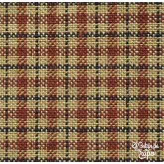 Tela Country Patchwork beige con cuadros granate y azul marino Dunroven