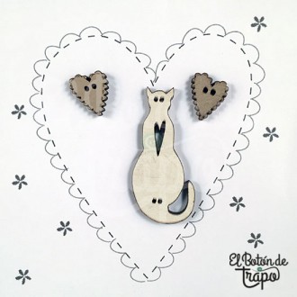 Pack 3 Botones Gato Blanco...