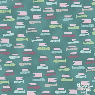 Tela Natalie Bird Peces y Banderines