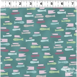 Tela Natalie Bird Peces y Banderines 2