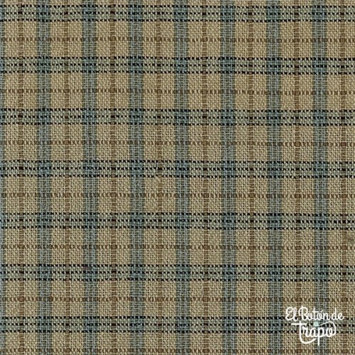 Tela Country Farm Cuadros Beige y Azul