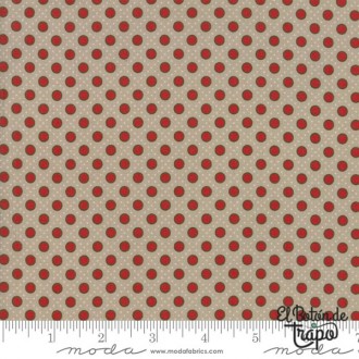 Tela Patchwork de Moda Fabrics de lunares rojos sobre fondo tostado 2