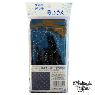 Tela Sashiko Azul Preimpresa Circulos 2