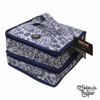 Costurero Organizador Patchwork Floral Azul