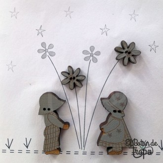 Pack 4 Botones Sunbonnet Gris