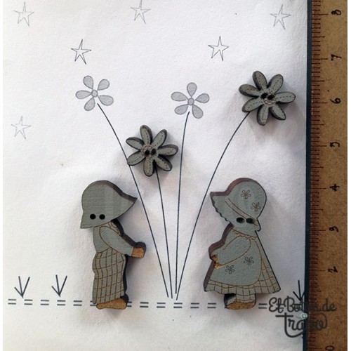 Pack 4 Botones Sunbonnet Gris