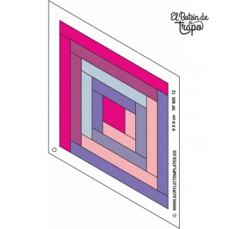 Plantilla Log Cabin Diamante 60º Patchwork 2