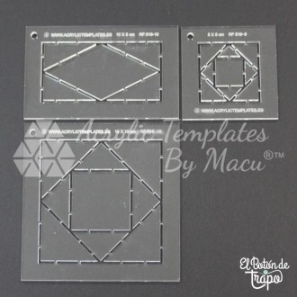 3 Plantillas de Log Cabin eb metacrilato para Patchwork