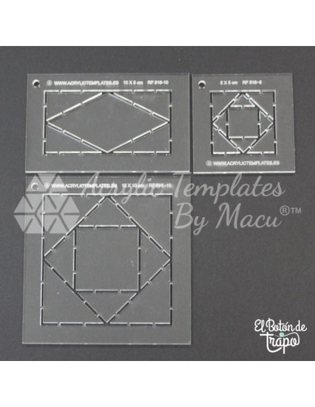 3 Plantillas de Log Cabin eb metacrilato para Patchwork