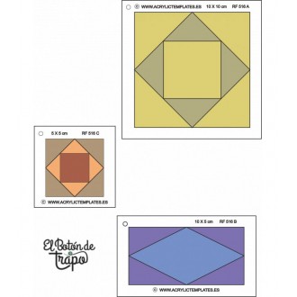 3 Plantillas de Log Cabin eb metacrilato para Patchwork 2