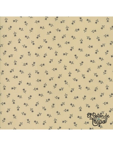 Tela patchwork beige con tulipanes de primitive gatherings para moda fabrics