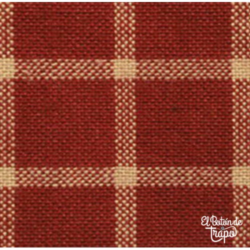 Tela country para patchwork de color granate con cuadros